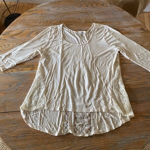 BELLA D beige rayon knit/lace side & back knit top